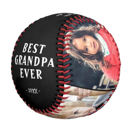 Black Birthday Grandpa 4 Photo Collage Baseball - Black Birthday Grandpa 4 Photo Collage Baseball. Make a special baseball ball for the best grandpa ever. Add your favorite 4 photos into the template and customize the text with your names. Sweet keepsake birthday gift for grandfather.