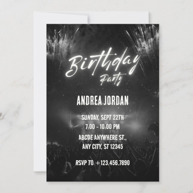 Black Birthday Party Invitation (Front)