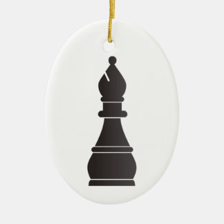 Black bishop chess piece ceramic ornament