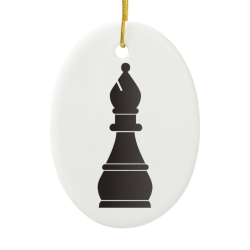 Black bishop chess piece ceramic ornament