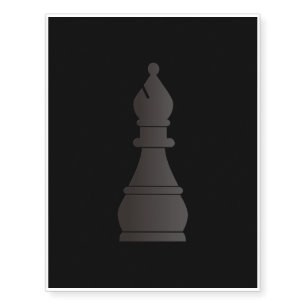 Black bishop chess piece temporary tattoos