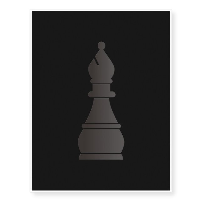 Black bishop chess piece temporary tattoos (Front)