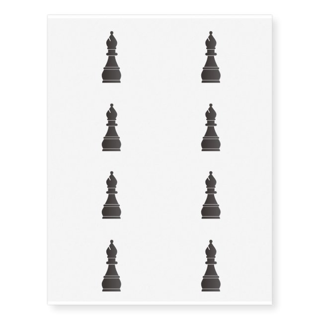 Black bishop chess piece temporary tattoos (Front)