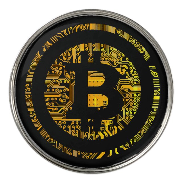 Black Bitcoin Circuitry Vendredi Golf Ball Markers (Front)