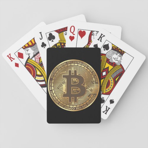 Black Bitcoin Coin Playing Cards