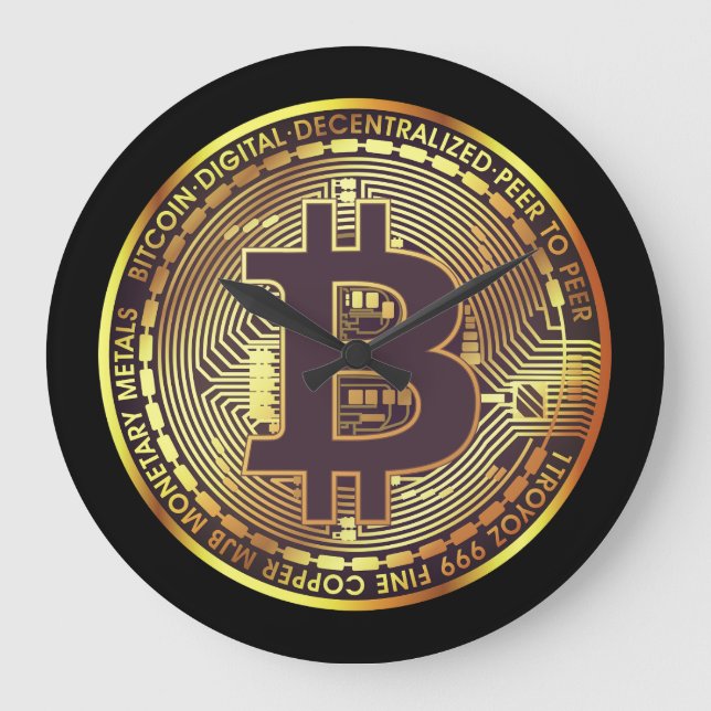 Black Bitcoin Coin Recoleta Wall Clock (Front)
