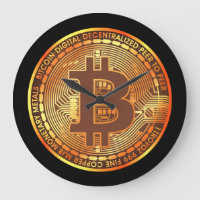 Black Bitcoin Coin Sangria Wall Clock