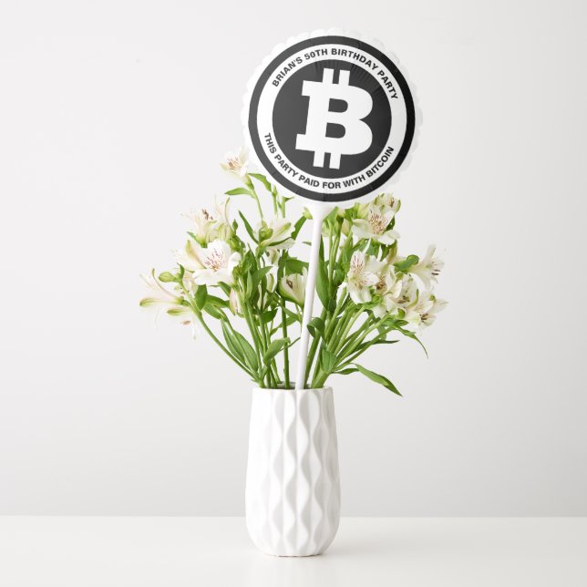 Black Bitcoin Logo Symbol Custom Message Balloon (Vase)