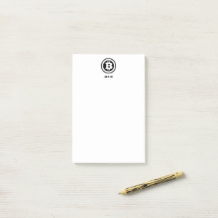 Black Bitcoin Logo Symbol Monogrammed Post-it Notes