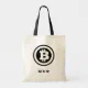 Black Bitcoin Logo Symbol Monogrammed Tote Bag | Zazzle