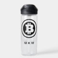 Black Bitcoin Logo Symbol Monogrammed Water Bottle | Zazzle