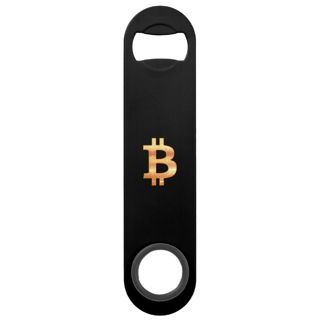 Black Bitcoin Vendredi Bottle Opener (Front)