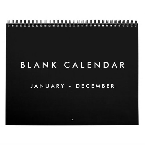 Black Blank Calendar With Holidays 12 Months