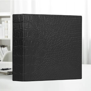 Black Blank Clean Crocodile Leather Texture 3 Ring Binder