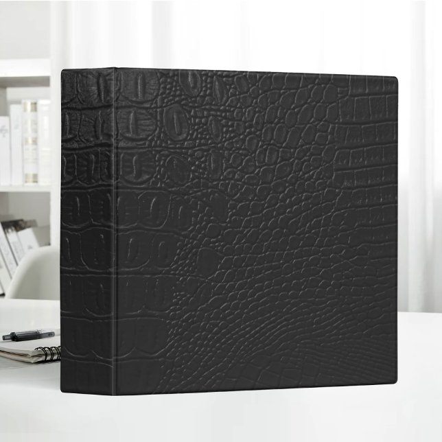 Black Blank Clean Crocodile Leather Texture 3 Ring Binder (Creator Uploaded)