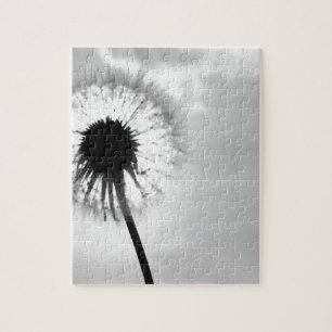 Black blank dandelion Black and White Dandelion Jigsaw Puzzle