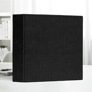 Black Blank Linen Clean Fabric Texture 3 Ring Binder