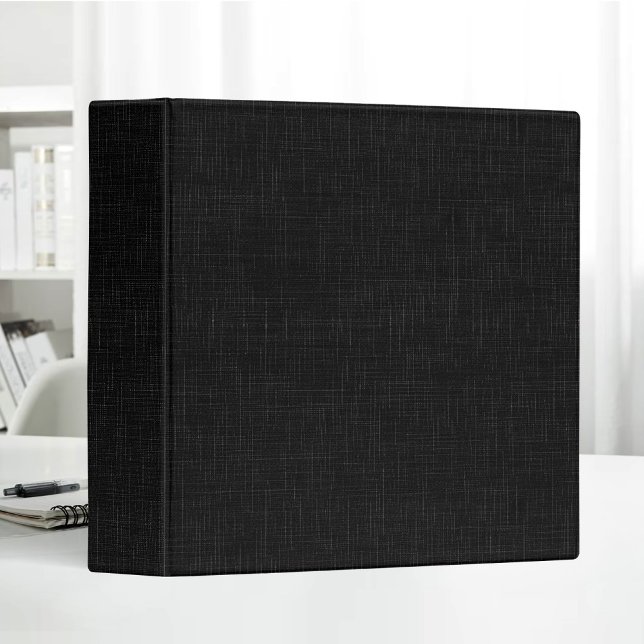 Black Blank Linen Clean Fabric Texture 3 Ring Binder (Creator Uploaded)