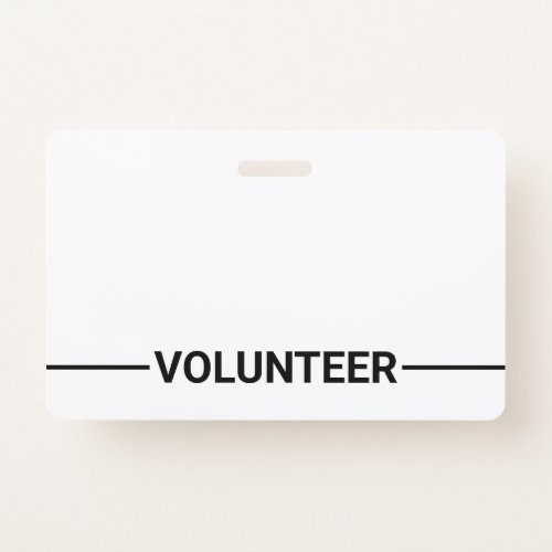 Black Blank Volunteer Badge