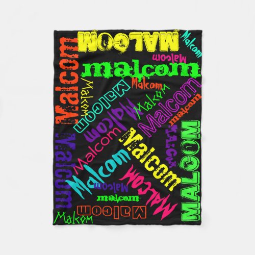 Black Blanket Colorful Bright Neon Name Collage