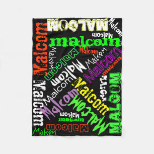 Black Blanket Colorful Bright Neon Name Collage