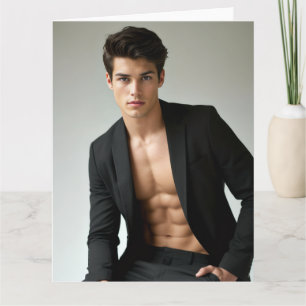 Black Blazer Beauty Hot Male Card