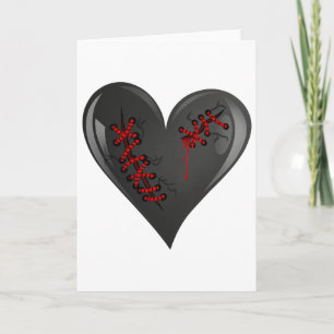 Black Bleeding Cut Open Broken Healing Heart Goth  Card