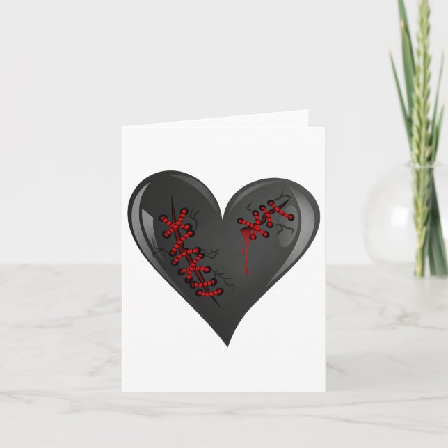 Black Bleeding Cut Open Broken Healing Heart Goth  Card (Front)