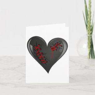 Black Bleeding Cut Open Broken Healing Heart Goth Card