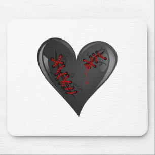 Black Bleeding Cut Open Broken Healing Heart Goth Mouse Pad