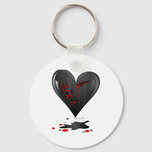 Black Bleeding Cut Open Broken Heart Goth Valentin Keychain