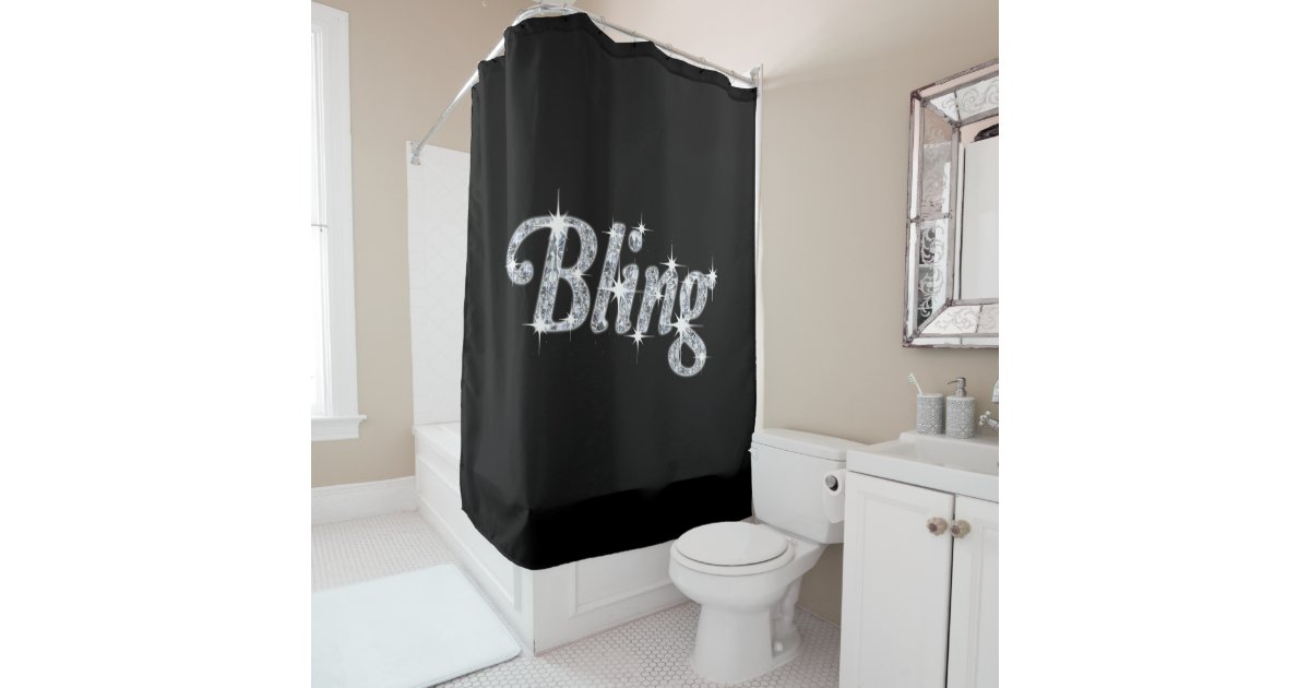 Black Bling Design Shower Curtain Zazzle