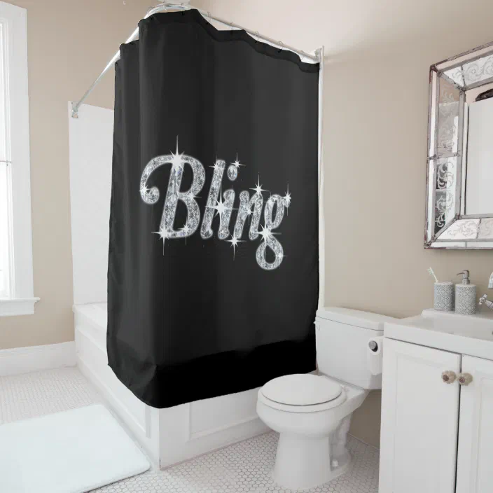 Black Bling Design Shower Curtain, Black Bling Shower Curtain