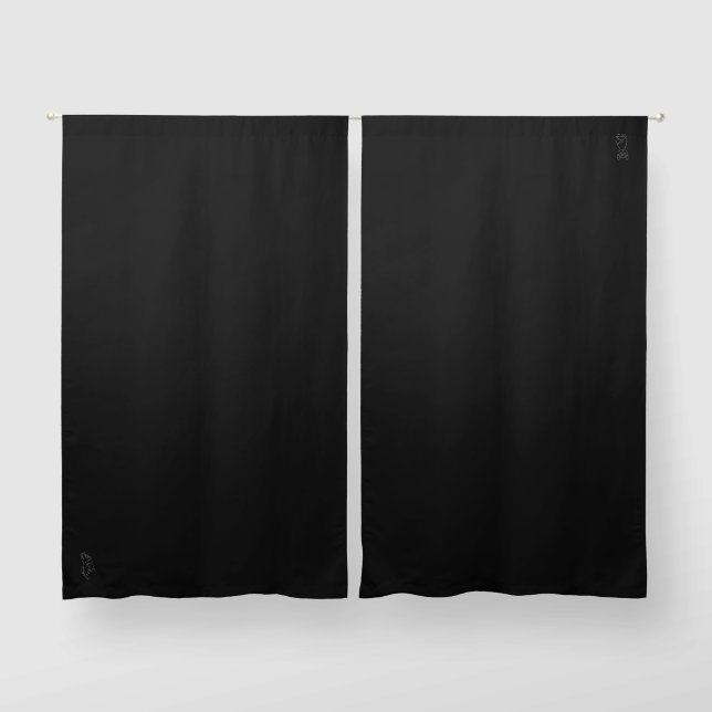 Black Blinky Bat outlined black out Curtains (Pair)