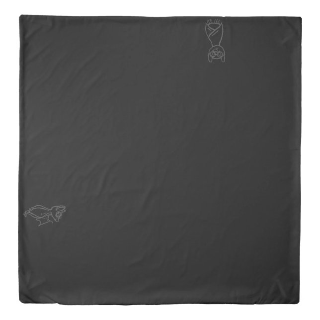 Black Blinky Bat outlined Duvet Cover (Front)