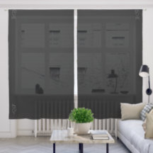Black Blinky Bat outlined relax Sheer Curtains