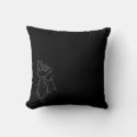 Black Blinky Bat outlined Throw Pillow