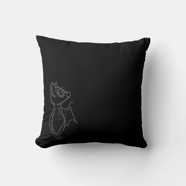 Black Blinky Bat outlined Throw Pillow (Front)