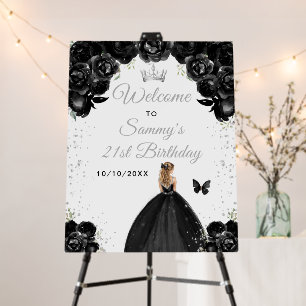 Black Blonde Hair Princess Birthday Welcome Foam Board