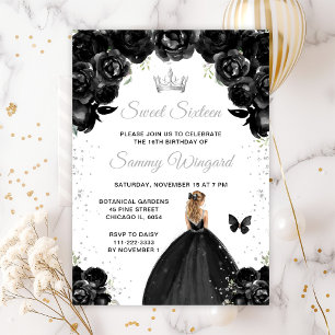Black Blonde Hair Princess Sweet Sixteen Invitation