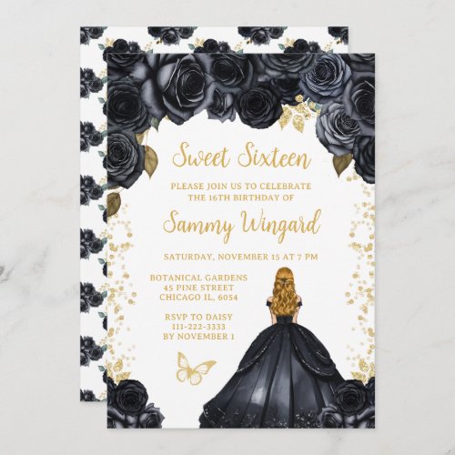 Black Blonde Hair Princess Sweet Sixteen Invitation