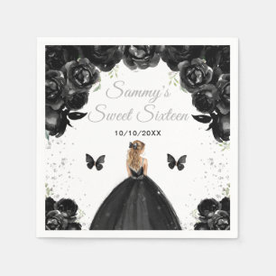 Black Blonde Hair Princess Sweet Sixteen Napkins