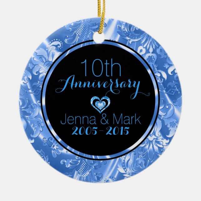 Black & Blue 50th Wedding Anniversary Ornament (Front)