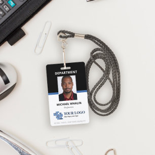 Black Blue Add Your Logo & Photo ID Badge