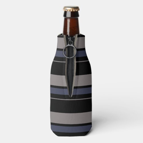 Black blue aluminum stripe pattern bottle cooler