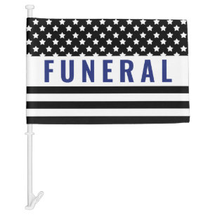 Black Blue American Star Stripe Funeral Procession Car Flag