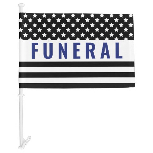 Black Blue American Star Stripe Funeral Procession Car Flag