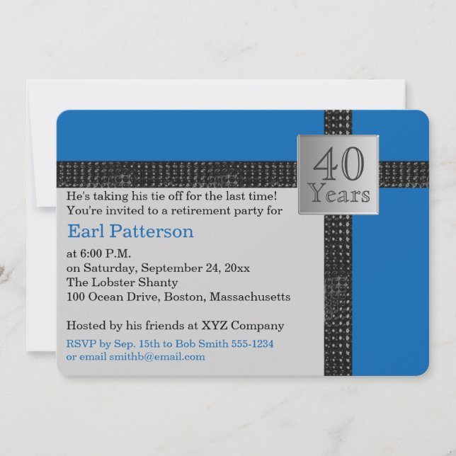 Black, Blue, and Gray Retirement Invitation (Front)