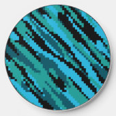 Black Blue and green pixels Wireless Charger (Front)