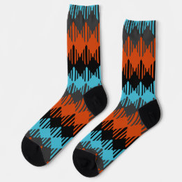 Black, Blue and Orange Geometric Socks